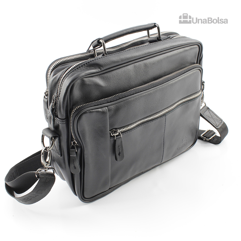 Сумка мужская из натуральной кожи UB-B310-290x230х90-black black-молния молния
