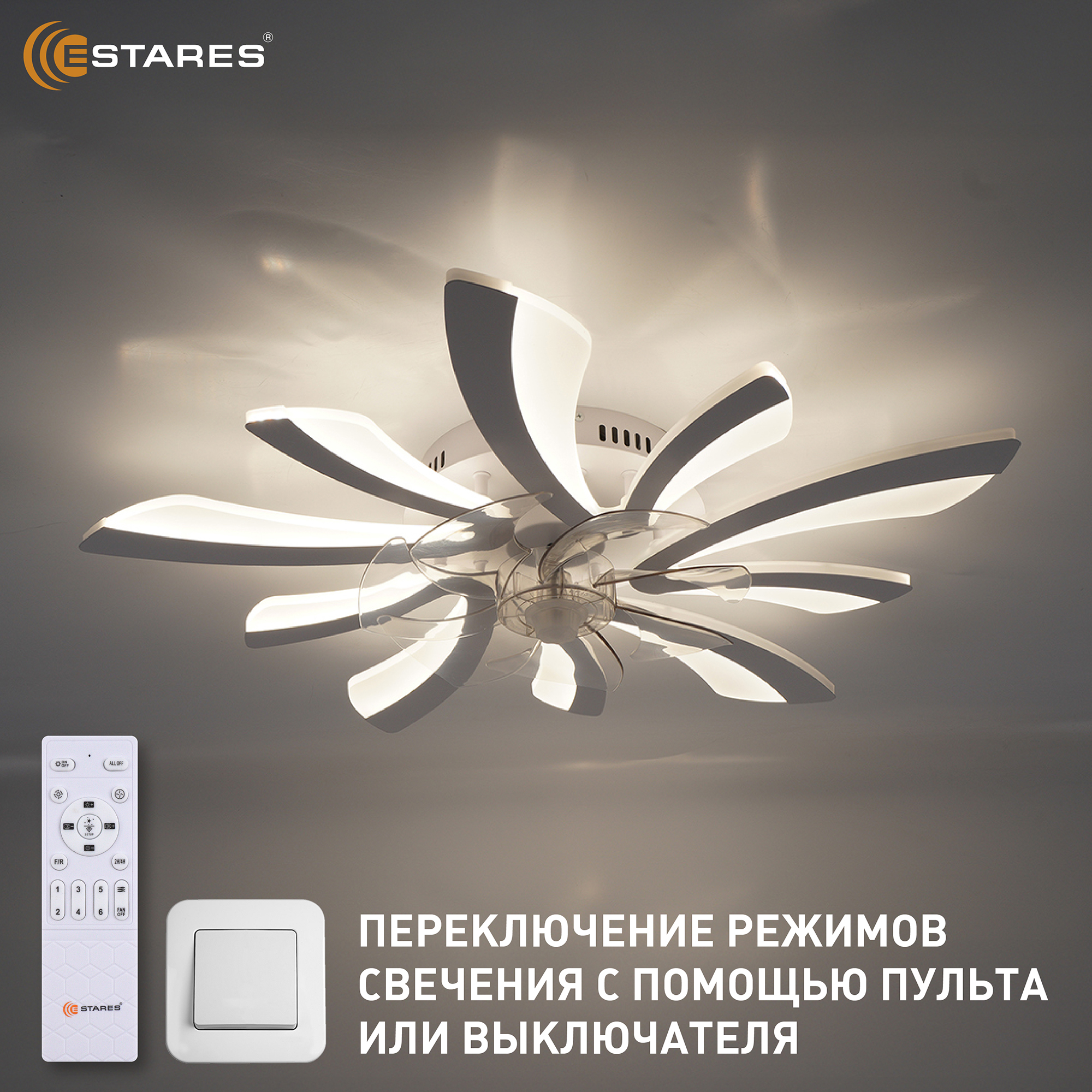 FAN ALESSIA 80W+15W R-RC-WHITEWHITE ОЗОН 5
