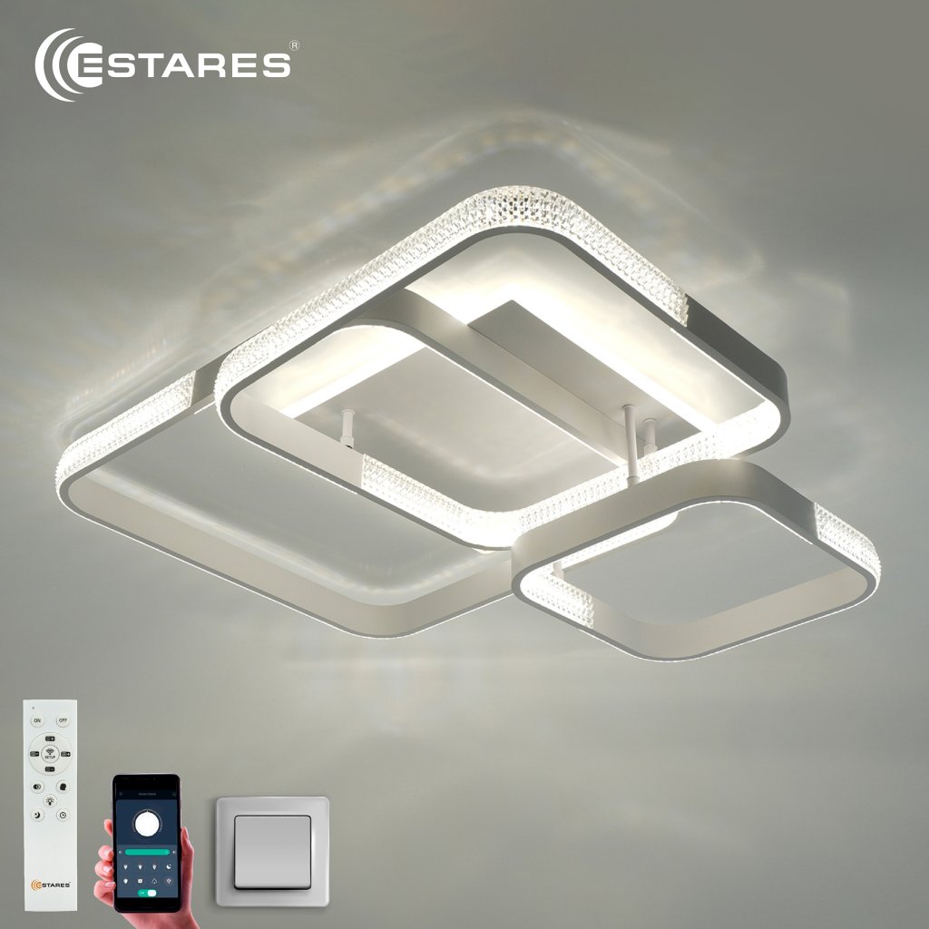 Управляемая светодиодная люстра MISTER 140W 4S-APP-720x660x160-WHITE/CLEAR-220-IP20