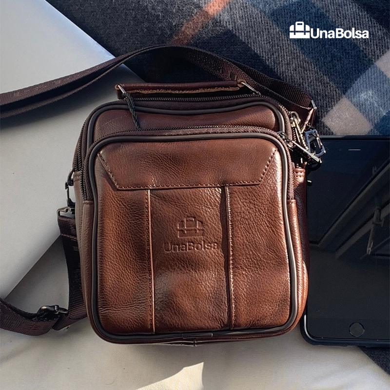 Сумка мужская из натуральной кожи UB-B101-150x185х85-brown brown-молния молния