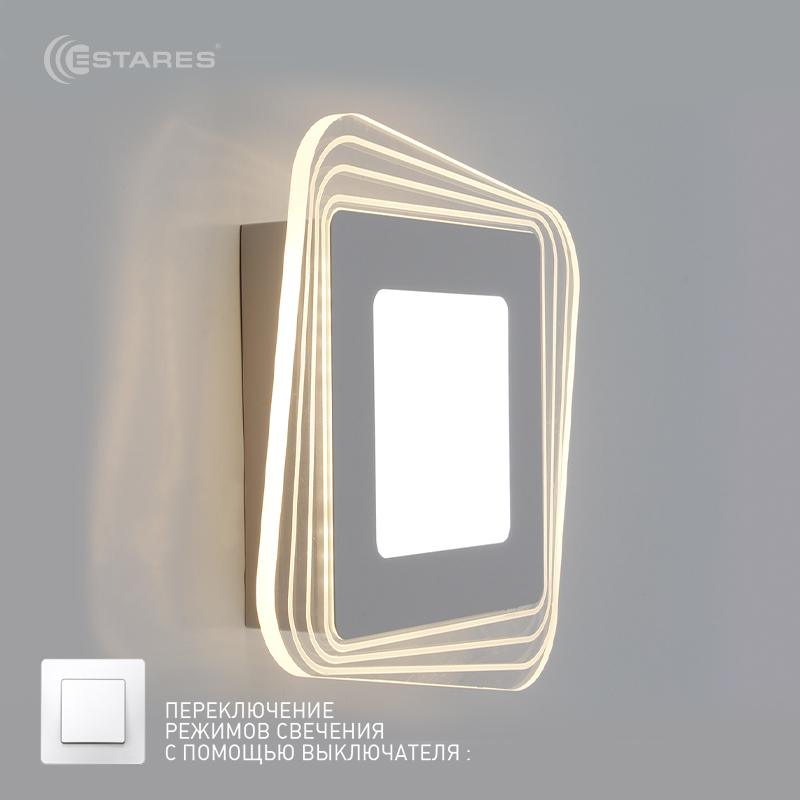 Управляемый светодиодный светильник, бра PLAZA EST 30W S-220-DOUBLE-ON/OFF-WHITE/CLEAR-220-IP40