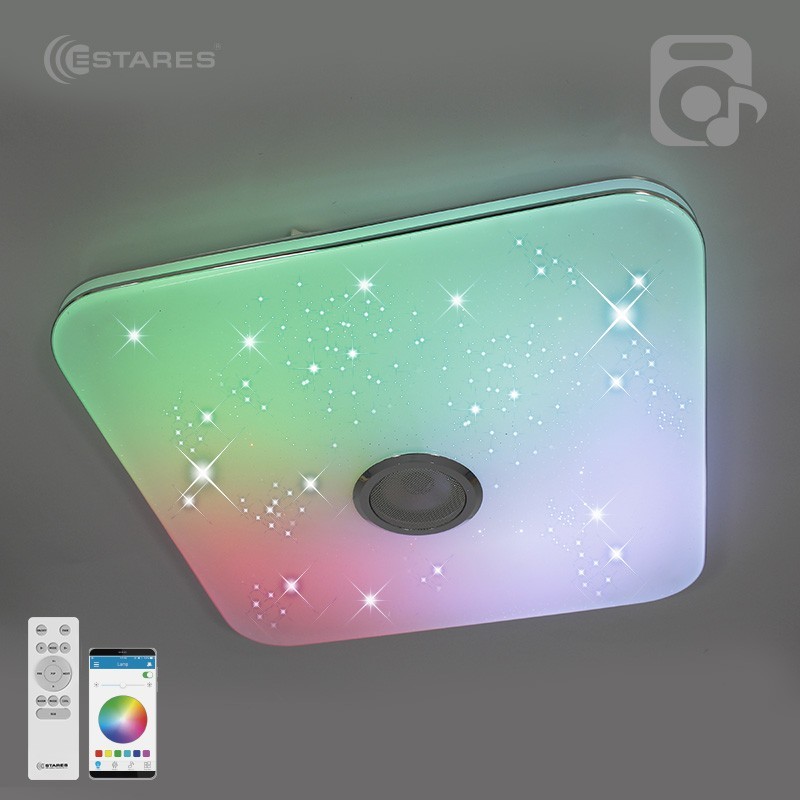 Управляемая светодиодная музыкальная люстра MUSIC RGB 80W S-APP-430-WHITE/CHROME-220-IP20