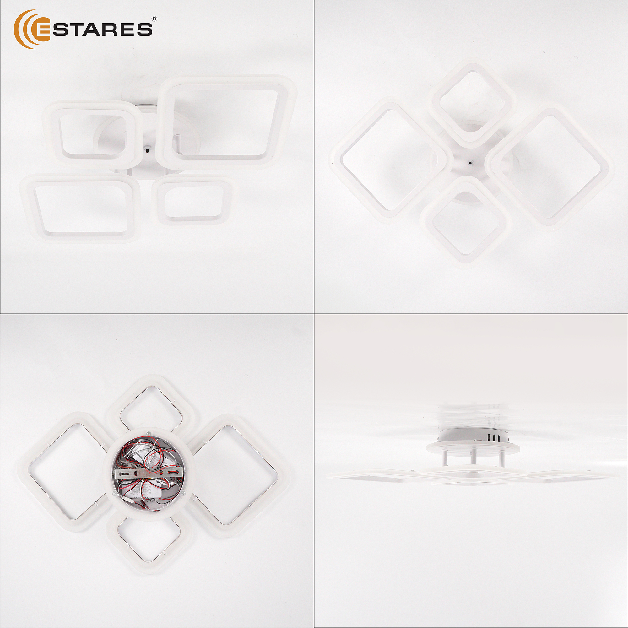 Управляемая светодиодная люстра OVAL RGB 65W 4S1R-RC-600x445x95-WHITE WHITE-220-IP20