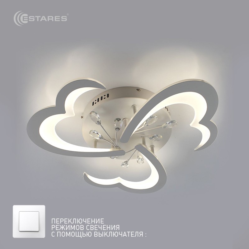 Управляемая светодиодная люстра СRYSTALwhite 01 30W R-ON/OFF-540x85-WHITE/WHITE-220-IP20