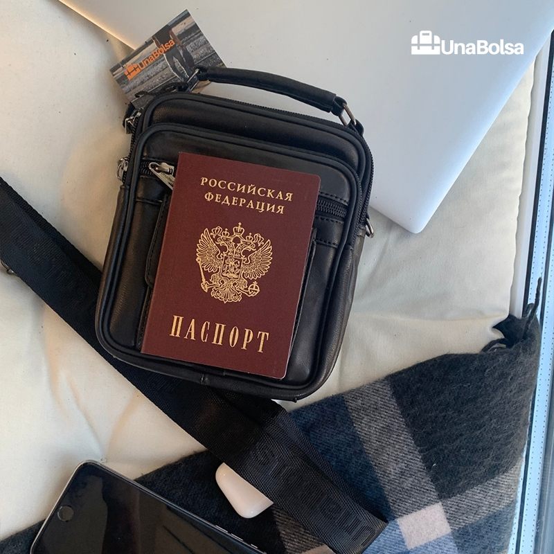 Сумка мужская из натуральной кожи UB-B103-150x185х85-black black-молния молния
