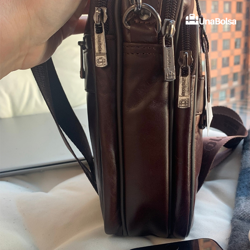 Сумка мужская из натуральной кожи UB-B208-195x215х90-brown brown-молния кнопка