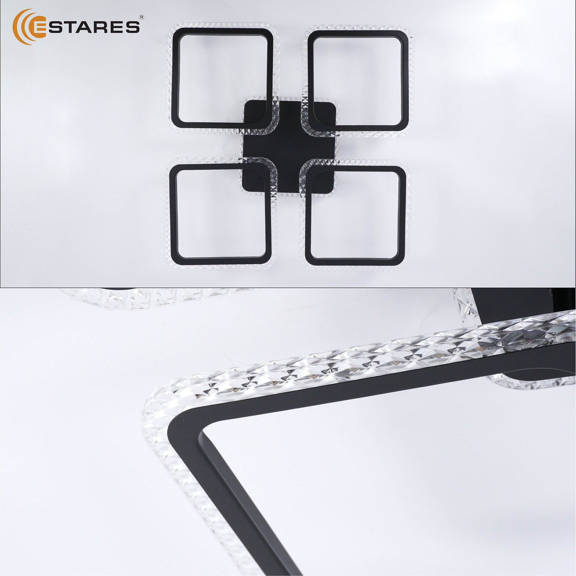 Управляемая светодиодная люстра SONNE prizma RGB 100W 5S-APP-540X540X70-BLACK CLEAR-220-IP20