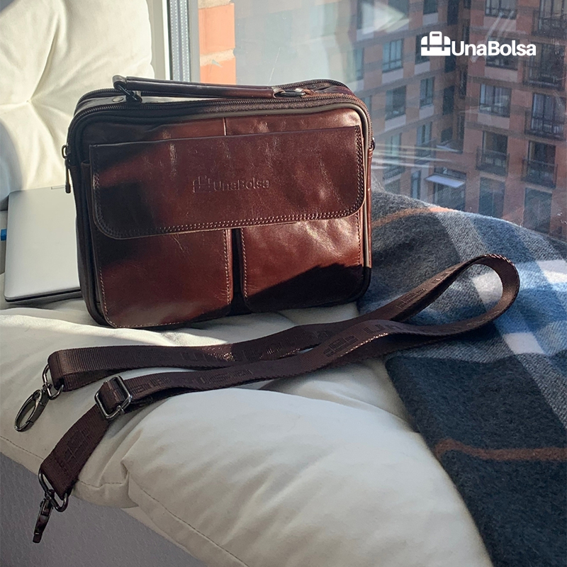 Сумка мужская из натуральной кожи UB-B210-240x190х90-brown brown-молния магнит