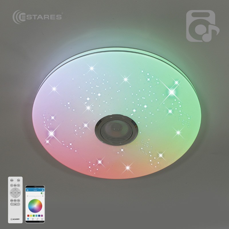 Управляемая светодиодная музыкальная люстра MUSIC RGB 60W R-APP-390-WHITE/CHROME-220-IP20