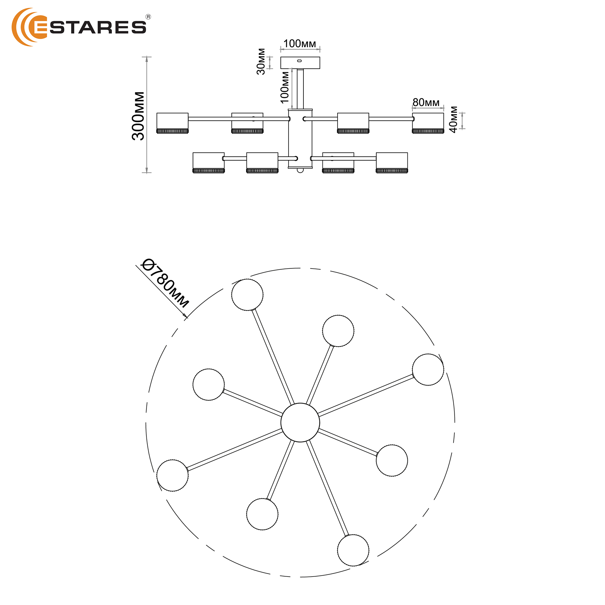 Люстра GUSTA 8xGX53 R-780x300-WHITE-IP20