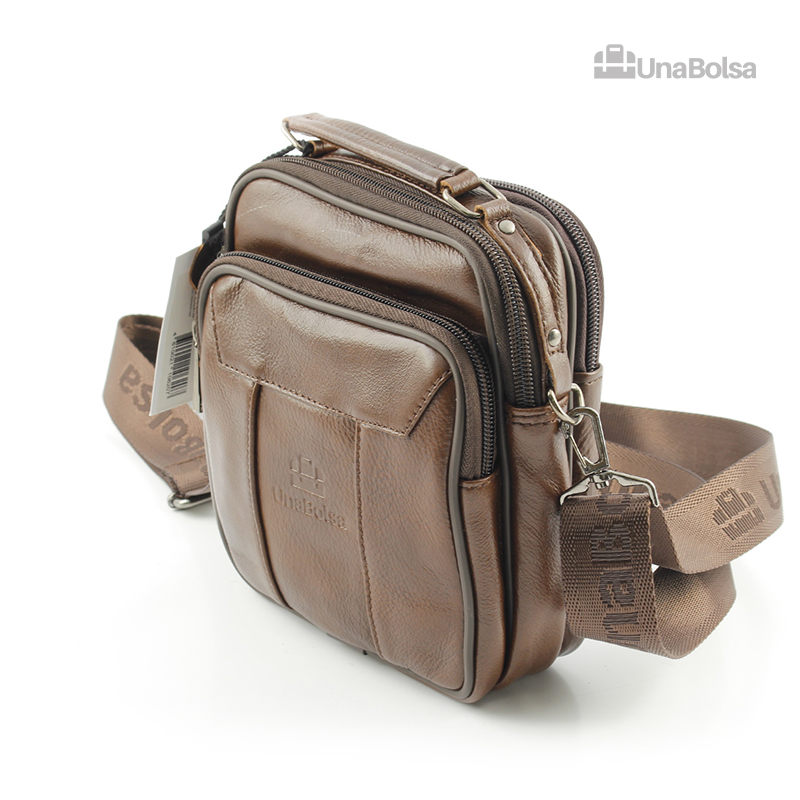 Сумка мужская из натуральной кожи UB-B101-150x185х85-brown brown-молния молния
