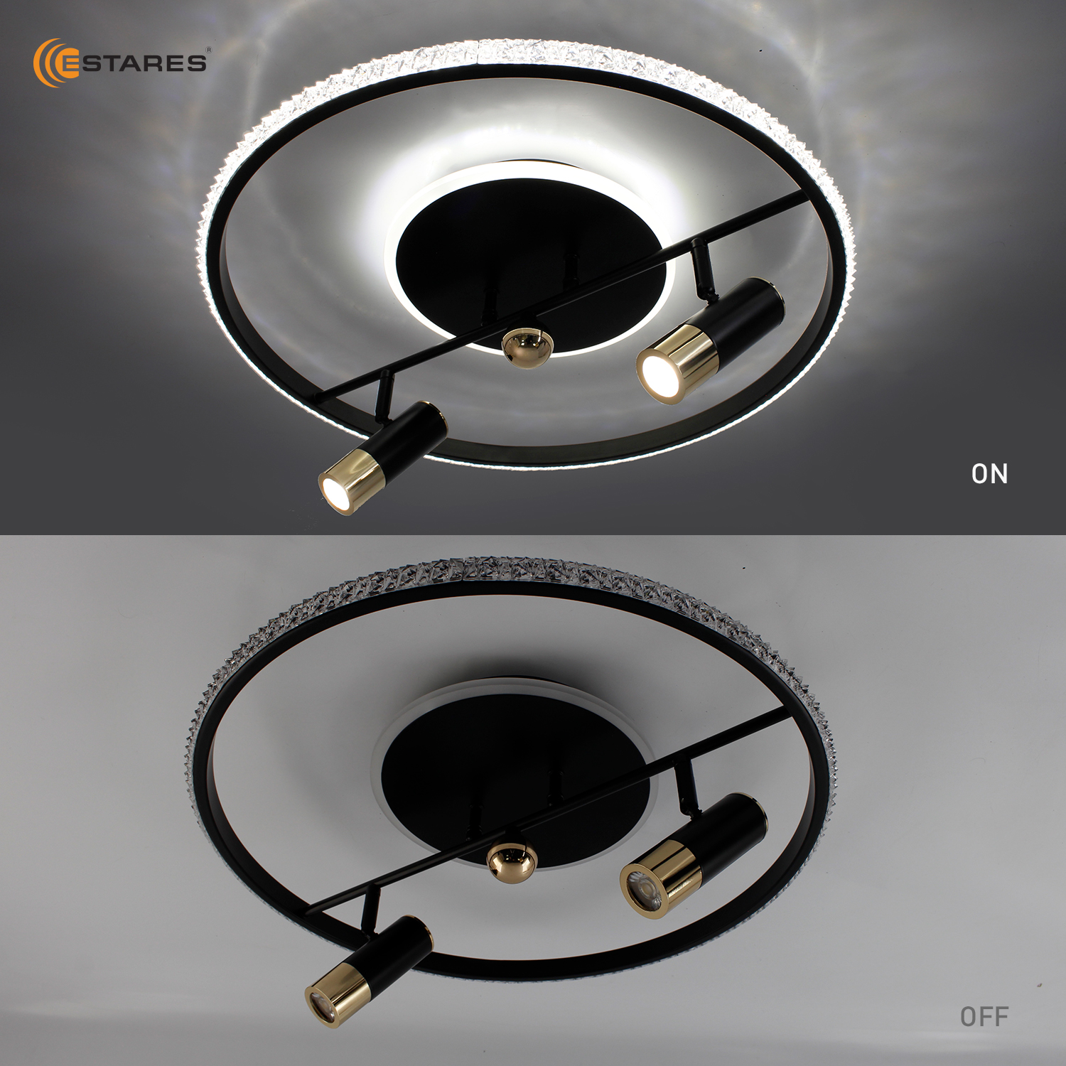 Управляемая светодиодная люстра SIRENA 56W 2R-APP-500x183-BLACK GOLD CRYSTAL-220-IP20