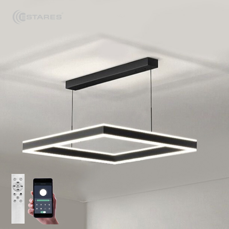 Управляемая светодиодная люстра STELLA 100WS-APP-500x500x1200-BLACK/WHITE-220-IP20