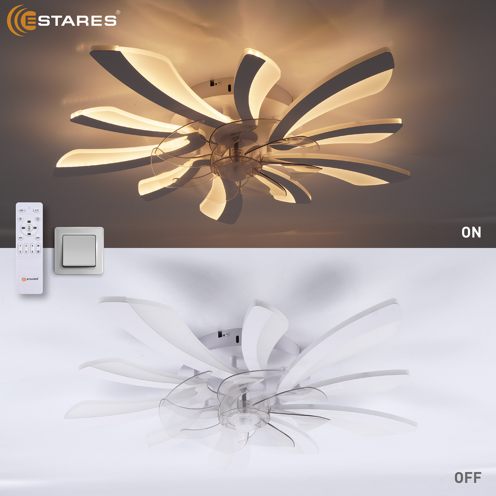 FAN ALESSIA 80W+15W R-RC-WHITEWHITE ОЗОН 2