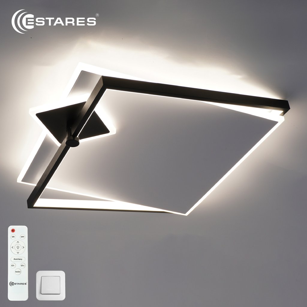 Управляемая светодиодная люстра RUMIKA 110W 3S RC-455x450x90-WHITE/BLACK/WHITE-220-IP20