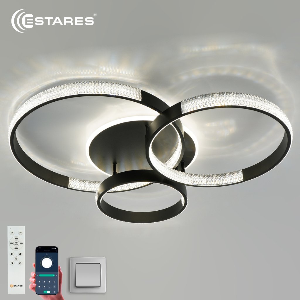 Управляемая светодиодная люстра MISS 120W 4R-APP-800x690x115-BLACK/CLEAR-220-IP20