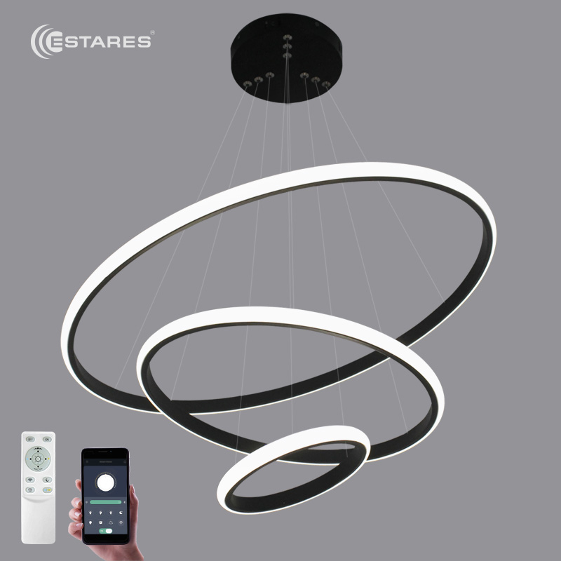 Управляемая светодиодная люстра LATTE 70W 3R-APP-600x1100-BLACK WHITE-220-IP20