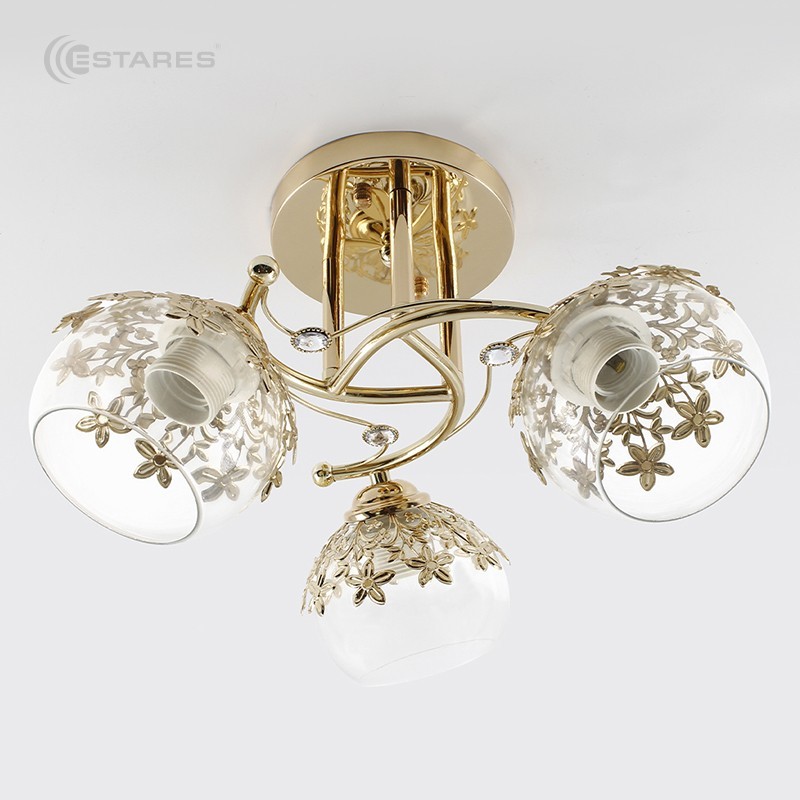 Люстра для светодиодных ламп LITECO LC-RODOS-260x580x250-E27x3-GOLD/CLEAR-220-IP20