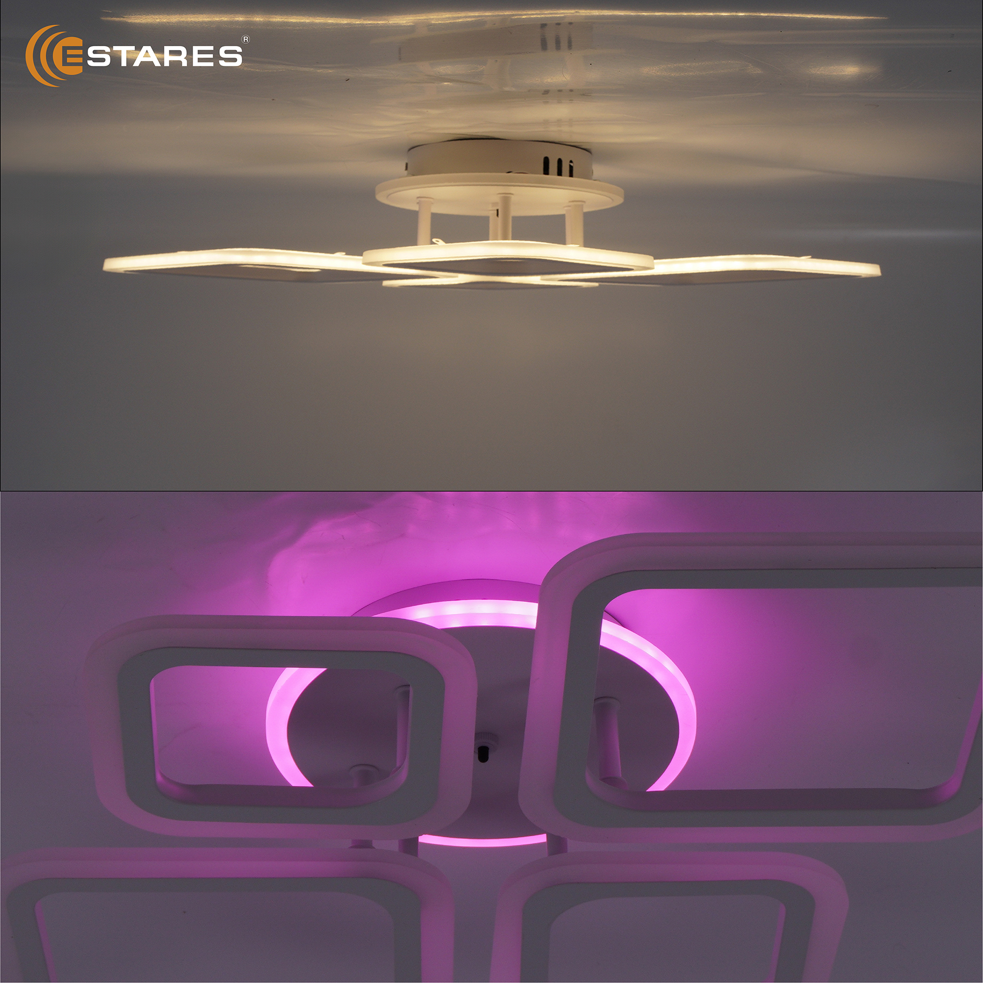 Управляемая светодиодная люстра OVAL RGB 65W 4S1R-RC-600x445x95-WHITE WHITE-220-IP20