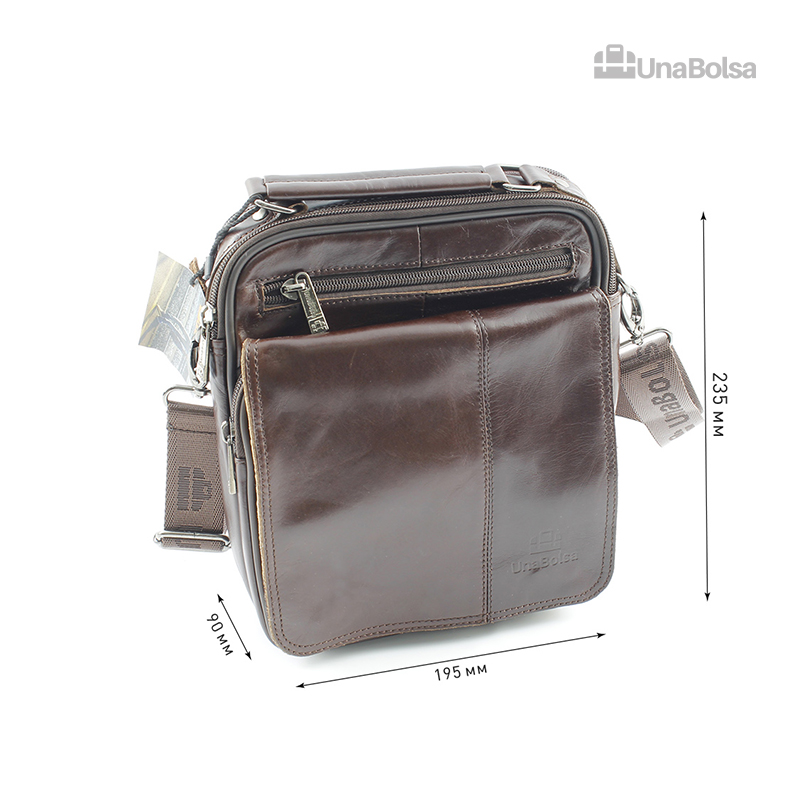 Сумка мужская из натуральной кожи UB-B219-195x235х90-brown brown-молния молния