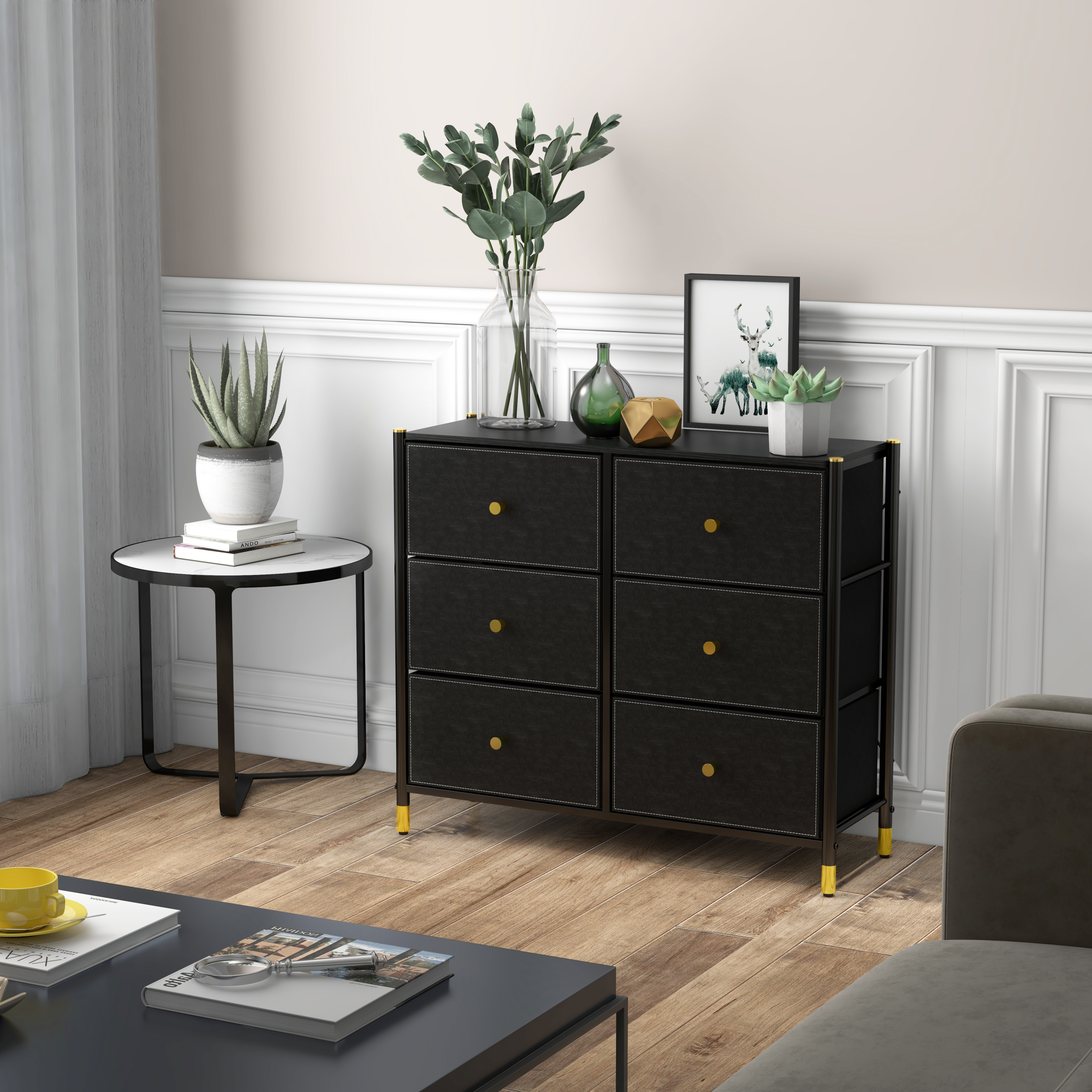 COMMOD classic 3F-6D-BLACK GOLD-89x30x78 комод-макси плюс