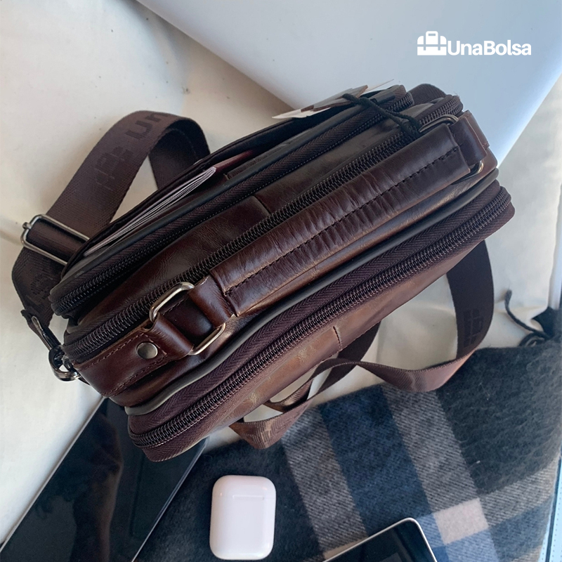 Сумка мужская из натуральной кожи UB-B208-195x215х90-brown brown-молния кнопка