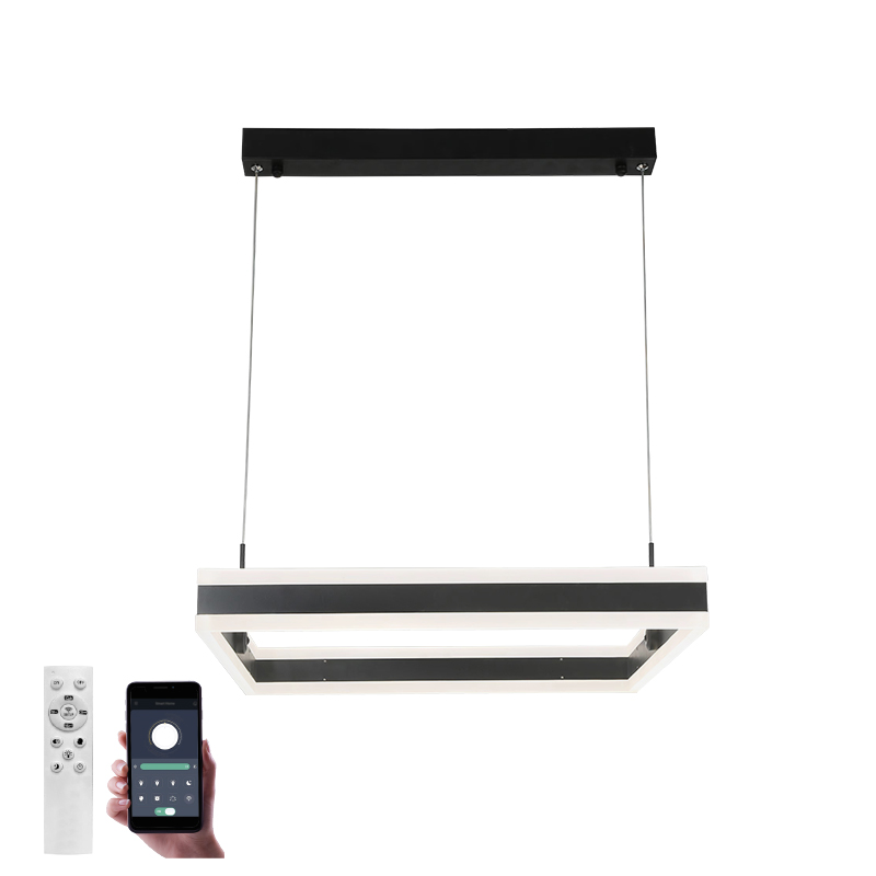 Управляемая светодиодная люстра STELLA 100WS-APP-500x500x1200-BLACK WHITE-220-IP20