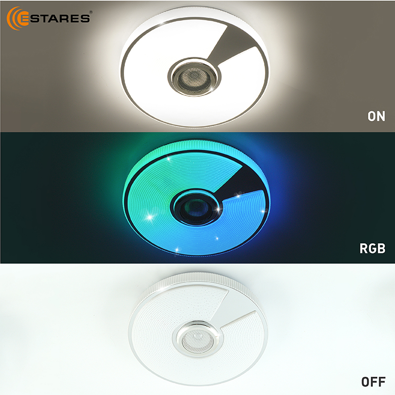 Управляемая светодиодная музыкальная люстра SONG RGB 40W R-APP-330x65-WHITE CHROME SHINY-220-IP20
