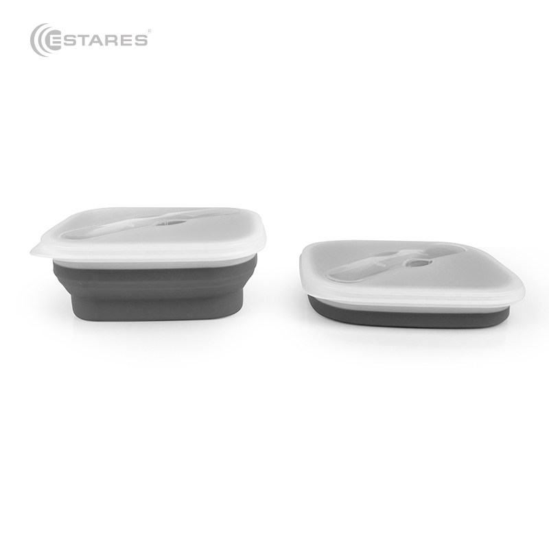 Ланч бокс складной силиконовый 1000 мл ES-LB-portable-mono-1000ml-19х16х8 4-white gray