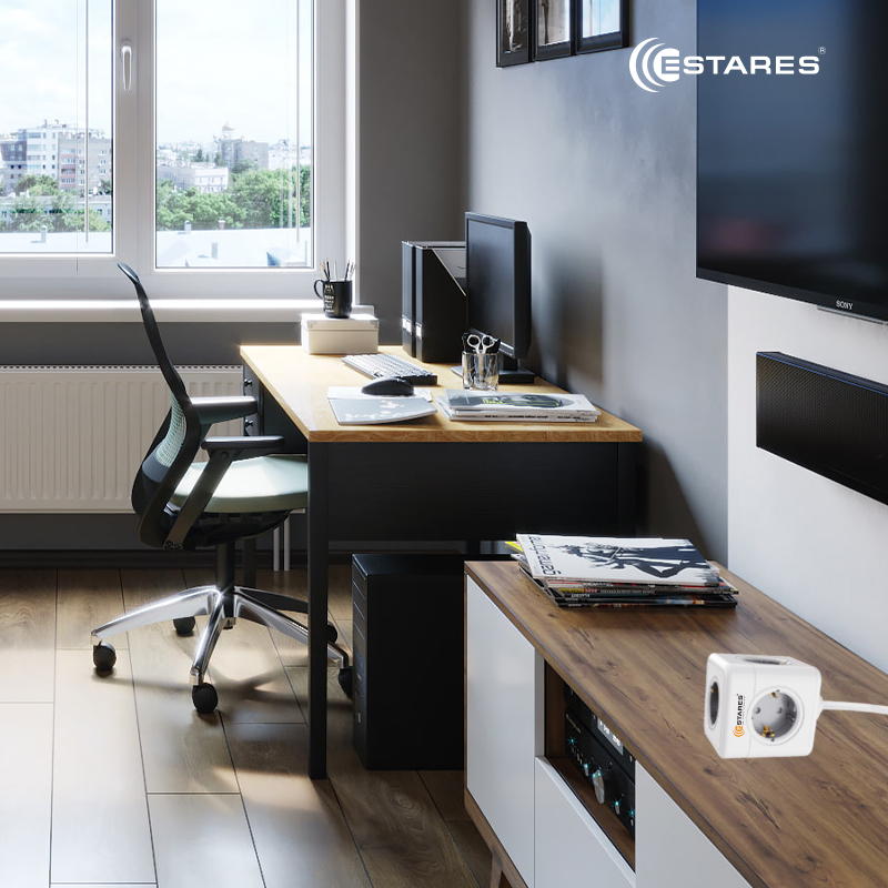 Разветвитель-удлинитель 5 Евро  COMFORT CUBE  5G-gray white-1,5m(3x1mm)