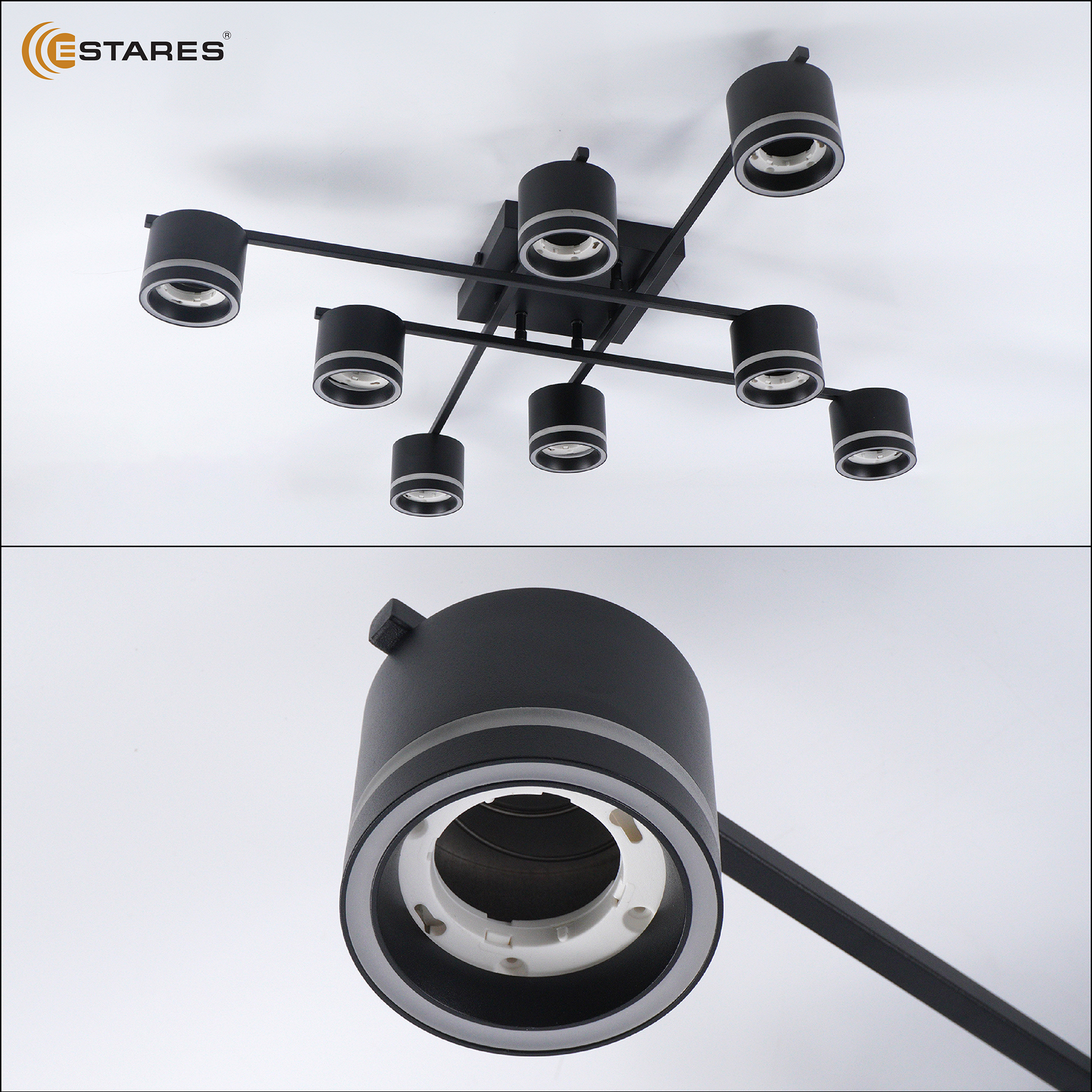 Люстра GELA 8xGX53 S-820x820x140-BLACK WHITE-IP20