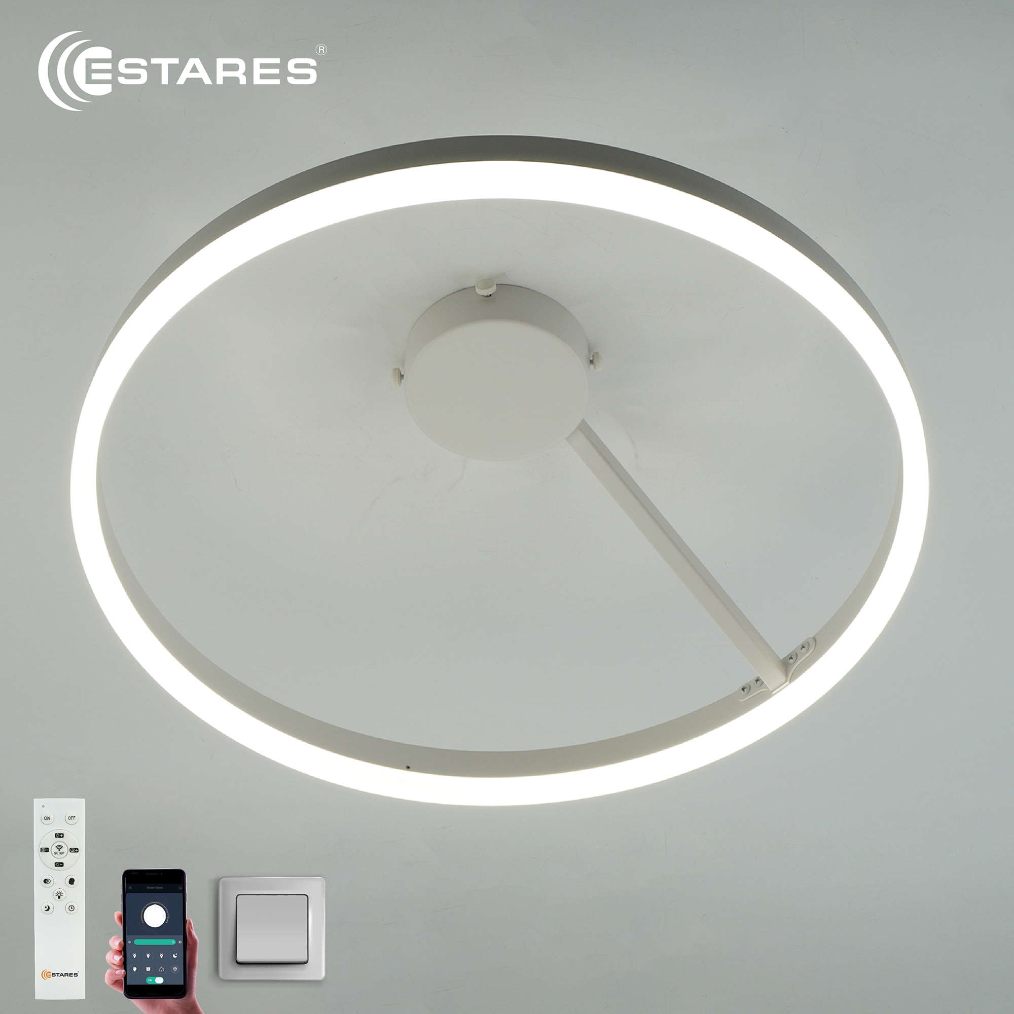 Управляемая светодиодная люстра MILAGRA 48W R-APP-500x170-WHITE/WHITE-220-IP20