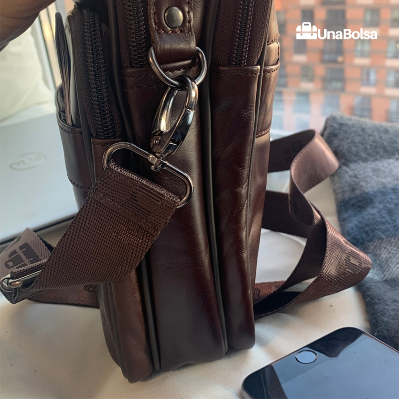 Сумка мужская из натуральной кожи UB-B208-195x215х90-brown brown-молния кнопка