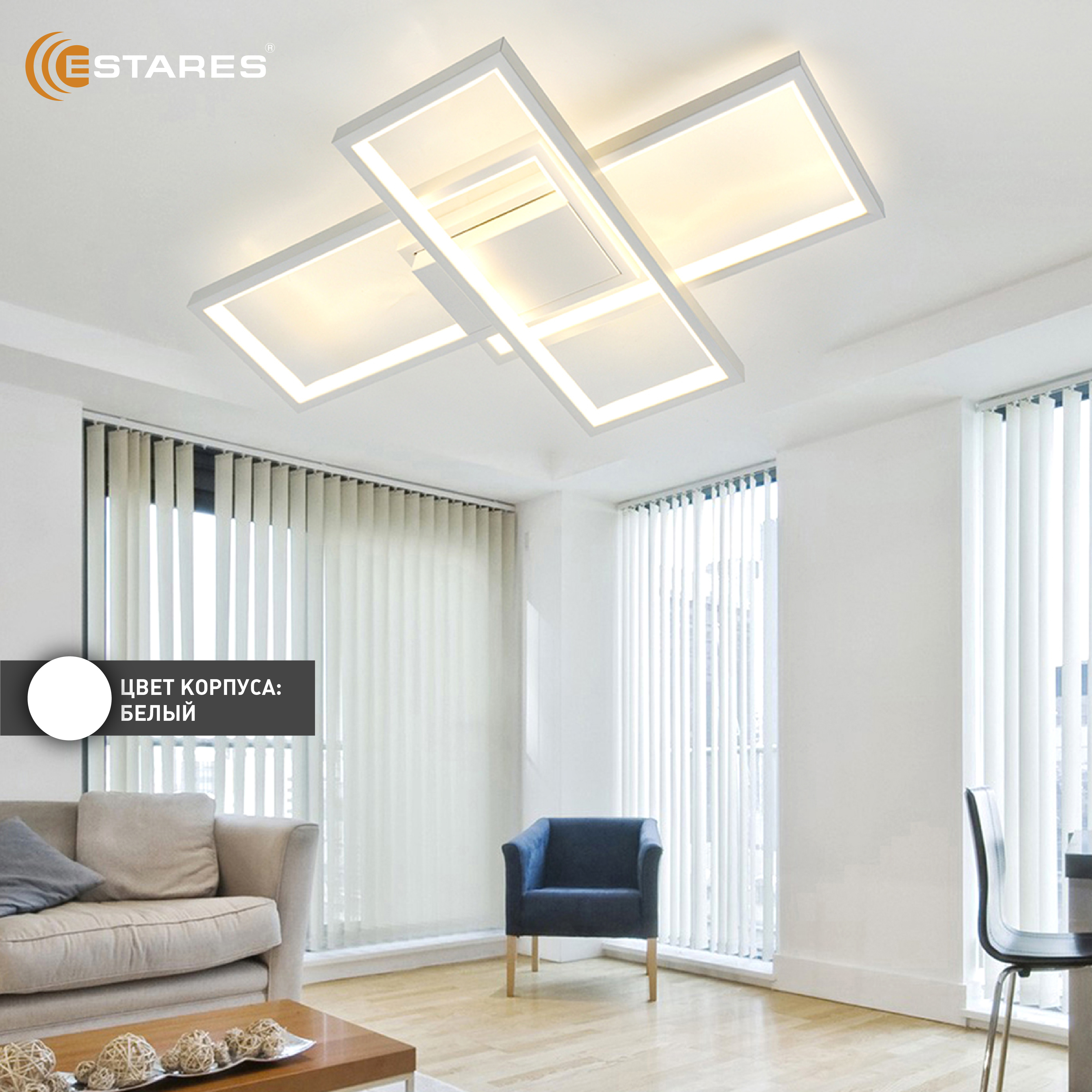 Управляемая светодиодная люстра SVEN 65W 3S-APP-550x360x80-WHITE WHITE-220-IP20