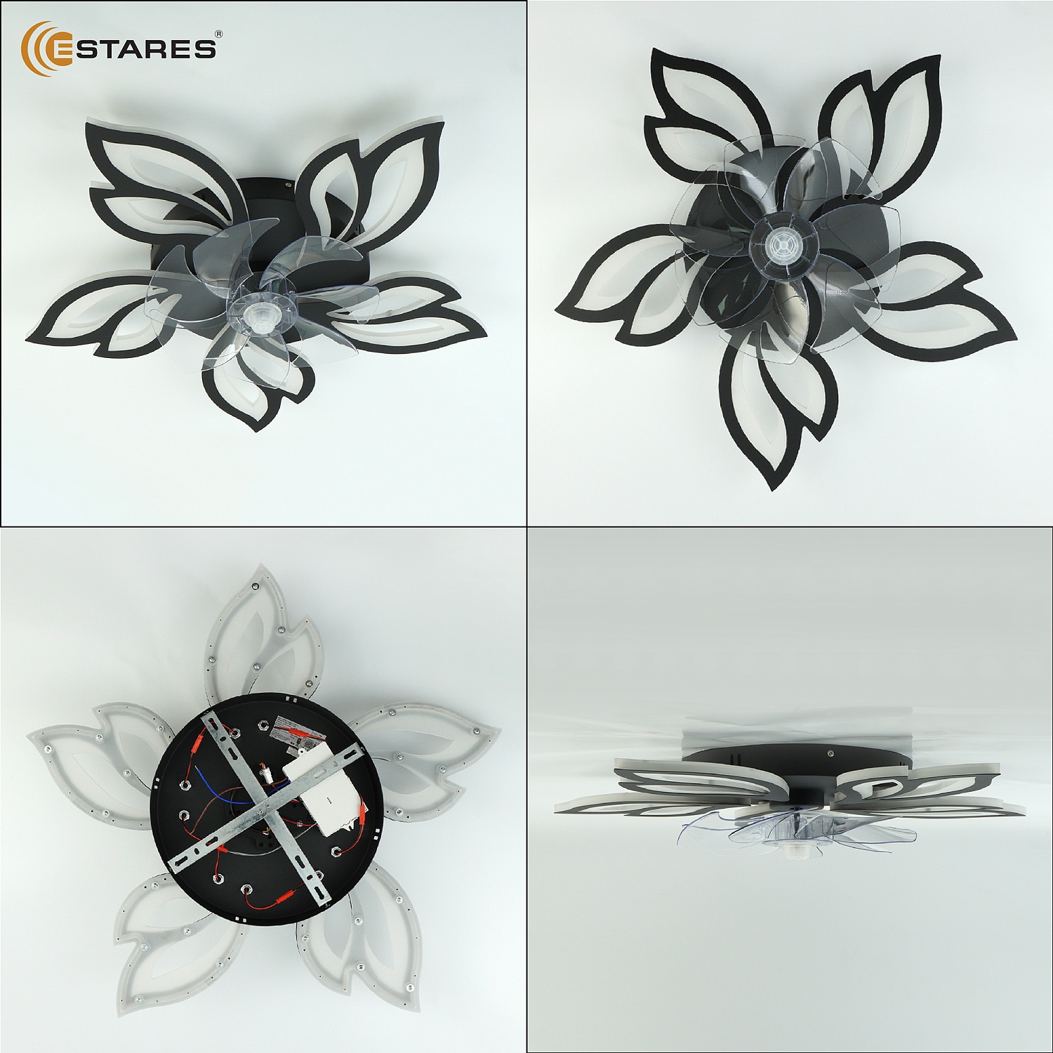 Управляемая светодиодная люстра с вент. FAN  ASTRA 100W+18W 5F-APP-680x120-BLACK WHITE-220-IP20