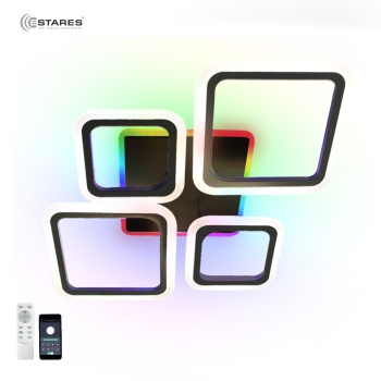 Управляемая светодиодная люстра OVAL RGB 75W 5S-APP-725х500х93-BLACK WHITE-220-IP20 Ч