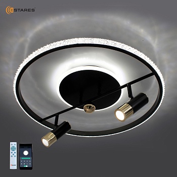 Управляемая светодиодная люстра SIRENA 56W 2R-APP-500x183-BLACK/GOLD/CRYSTAL-220-IP20