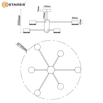 Люстра GUSTA 6xGX53 R-780x300-WHITE-IP20