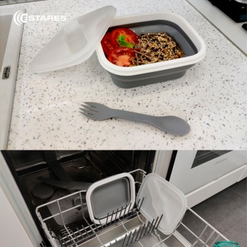 Ланч бокс складной силиконовый 1000 мл ES-LB-portable-mono-1000ml-19х16х8 4-white gray