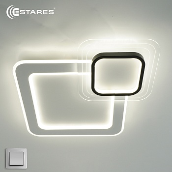 Управляемая светодиодная люстра SUVON 90W 2S-ON/OFF-480x480x70-WHITE/BLACK/CLEAR-220-IP20