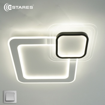 Управляемая светодиодная люстра SUVON 90W 2S-ON/OFF-480x480x70-WHITE/BLACK/CLEAR-220-IP20