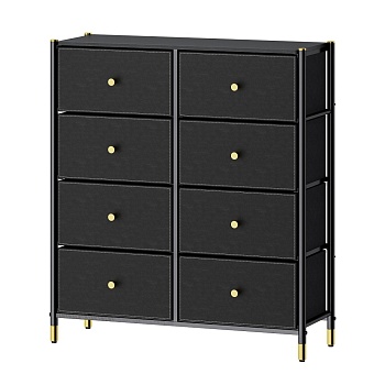 COMMOD classic 4F-8D-BLACK/GOLD-89x30x99 комод семейный