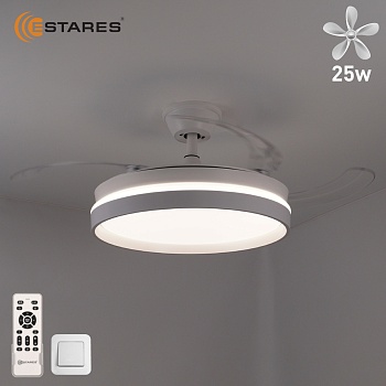 Управляемая светодиод. люстра c вент.FAN REGOR 50W+25W R-RC-480/1060x410-WHITE/WHITE/CLEAR-220-IP20