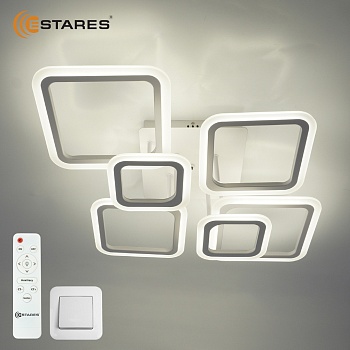 Управляемая светодиодная люстра OVAL 90W 6S-RC-810x600x175-WHITE/WHITE-220-IP20