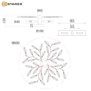 Люстра VIOLA 4xE14-600х150-CHROME CRYSTAL-220-IP20