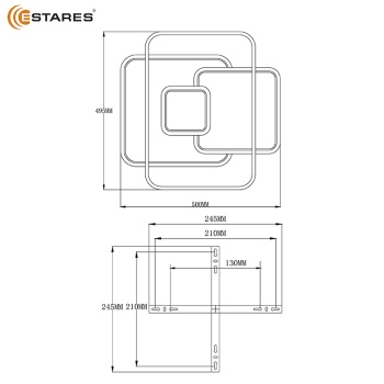 Управляемый светодиодный светильник TRAMONTO 115W 4S-RC-495x500x65-WHITE SILVER BLACK WHITE-220-IP20