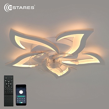 Управляемая светодиодная люстра с вент. FAN ELLA 80W+18W 5F-APP-680x120-WHITE/WHITE-220-IP20