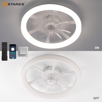 Управляемая светодиодная люстра с вент. FAN SIMPLE 45W+15W R-APP-460x120-WHITE WHITE-220-IP20