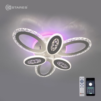 УПРАВЛЯЕМАЯ СВЕТОДИОДНАЯ ЛЮСТРА AGATA ICE RGB 60W+15W 6R-RC-540X116-WHITE/CLEAR-220-P20