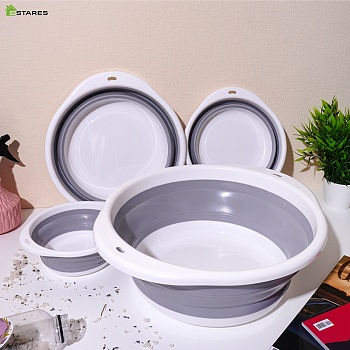 Таз складной силиконовый (комплект 4 шт.) ES-BS-round-11L/6L/3L/1.5L-white/gray